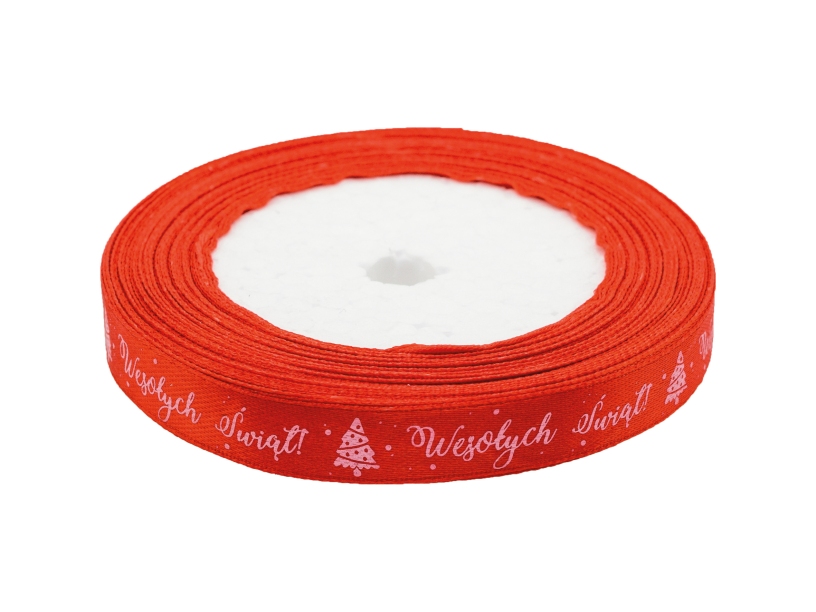 Wstążka satynowa Boże Narodzenie 12mmx22m WSX12-14 Brewis